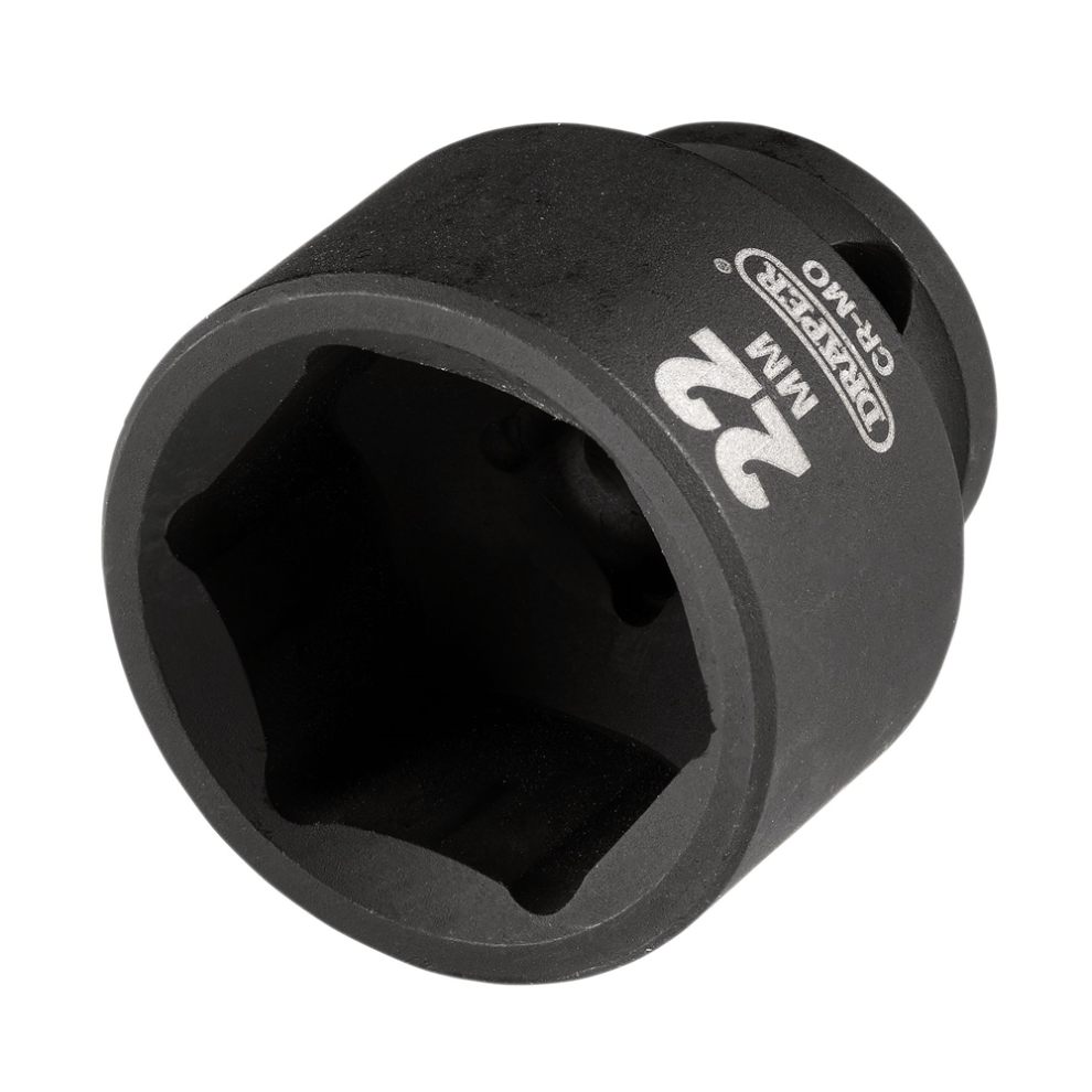 Draper 22MM IMPACT SOCKET 3/8DR Metric Impact Socket, 3/8" Sq. Dr., 22mm