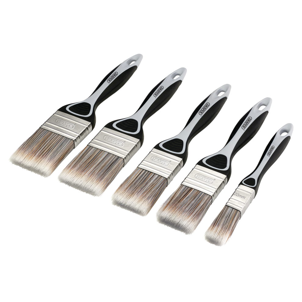 Draper 5PC PAINT BRUSH SET - FLAT Soft Grip Flat Paint Brush Set (5 Piece)