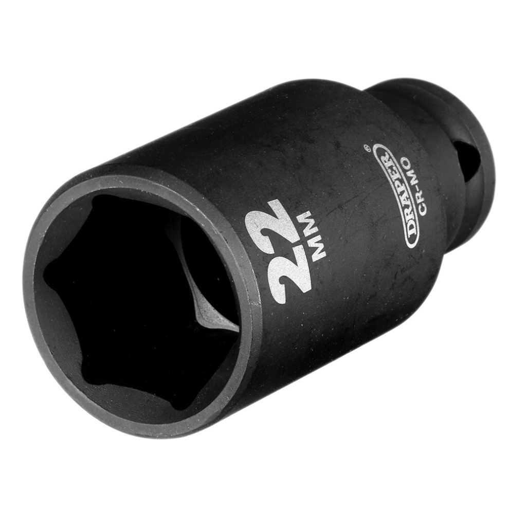 Draper 22MM IMPACT DEEP SOCKET 3/8DR Metric Deep Impact Sockets, 3/8" Sq. Dr.