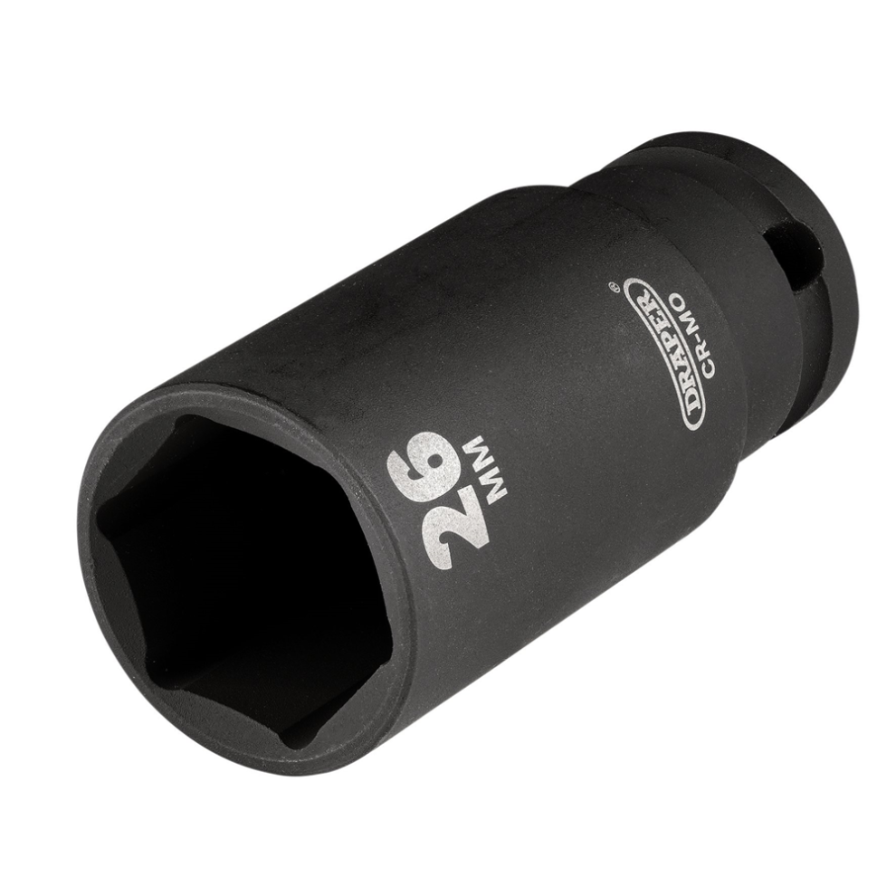 Draper 26MM IMPACT DEEP SOCKET 1/2DR Metric Deep Impact Sockets, 3/8" Sq. Dr.