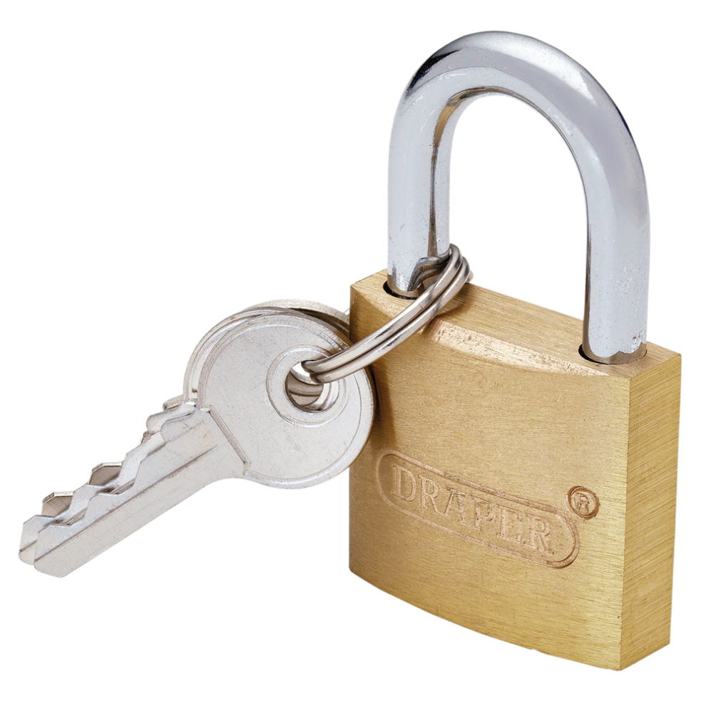 Draper Brass Padlock-30Mm Brass Cylinder Padlocks
