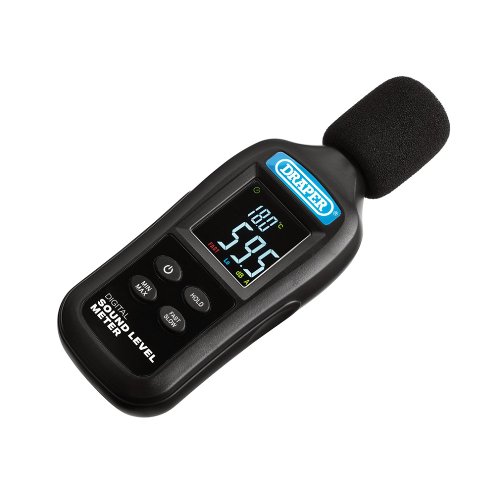 Draper DIGITAL SOUND LEVEL METER 12442 12442 Handlheld Digital Sound Level Meter, 35-135dB And -20 To +70ÃC