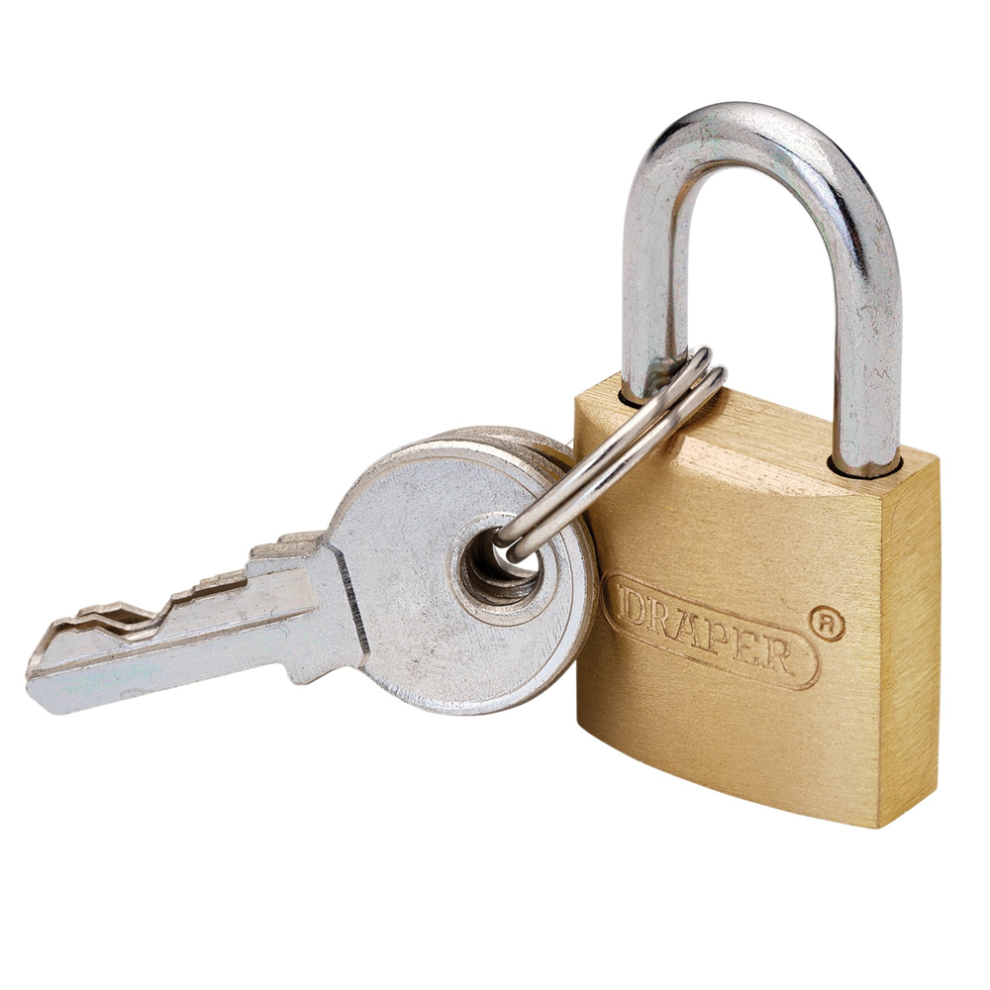 Draper Brass Padlock-20Mm Brass Cylinder Padlocks