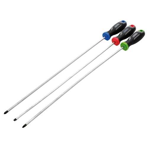 Draper Draper SET 1- 3PC SET - LONG Long Reach Soft Grip Screwdriver Set (3 Piece)