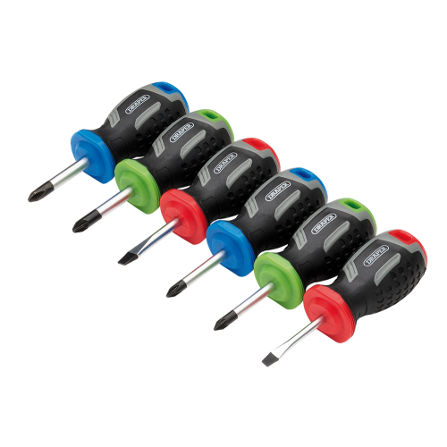 Draper Draper SET 2 - 6PC SET - STUBBY Stubby Soft Grip Screwdriver Set (6 Piece)