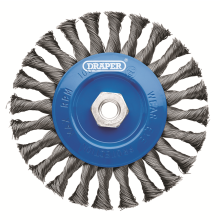 Draper TWISTKNOT WIRE WHEEL 150MM M14 08059 Steel Twist-Knot Flat Wire Wheel Brushes, M14