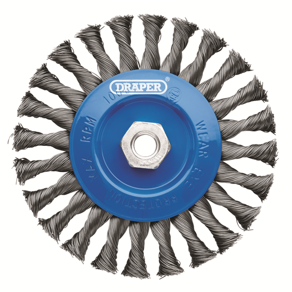 Draper 08059 Steel Twist-Knot Flat Wire Wheel Brush, 150mm, M14 WBW4 Wire Cup Br - Image 9