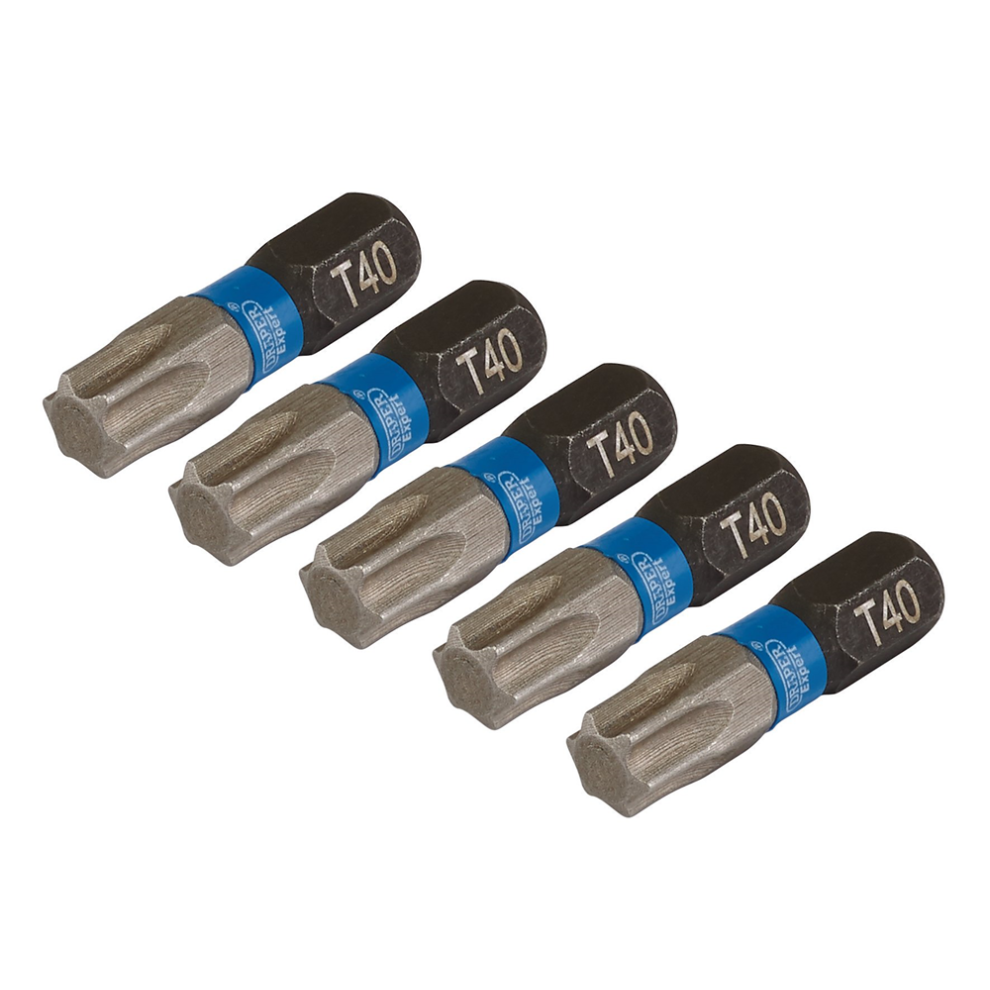Draper T40x25mm Impact S/D Bit 5Pk 05497 Tx-Starã Impact Screwdriver Bits, 1/4" Hex
