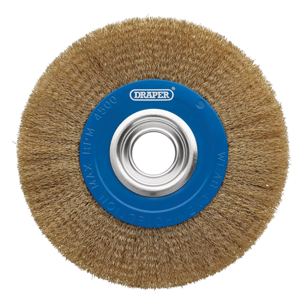 Draper BENCH GRINDER WIRE WHEEL 200MM 08067 Brassed Steel Bench Grinder Wire Wheel Brushes