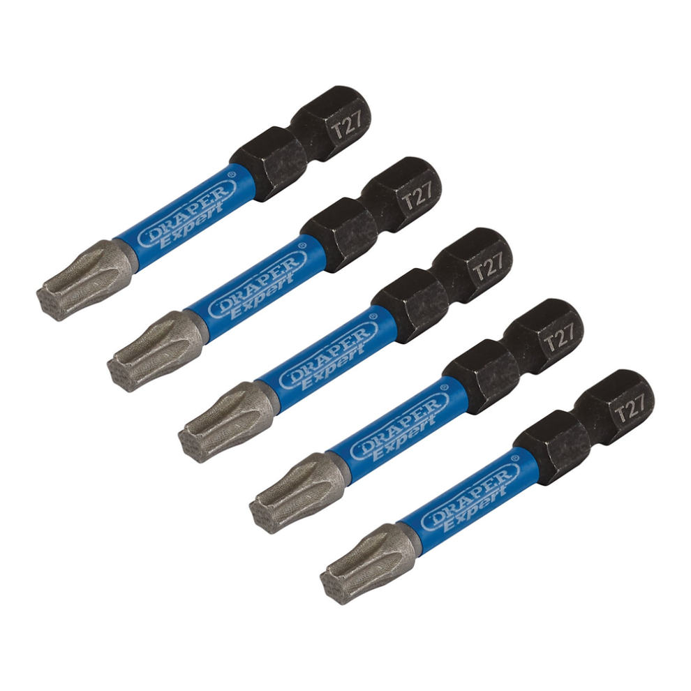 Draper T27x50mm Impact S/D Bit 5Pk 05654 Tx-Starã Impact Screwdriver Bits, 1/4" Hex 5059482036354