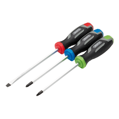 Draper Draper SET 1 - 3PC SET - POUND THRU S Pound Thru Soft Grip Screwdriver Set (3 Piece)