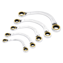 Draper 5PC HALF MOON RATCHET SPAN SET 03941 HI-TORQÂ Double Ring Ratchet Half Moon Spanner Set (5 Piece)