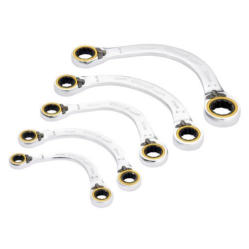 Draper Draper 5PC HALF MOON RATCHET SPAN SET 03941 HI-TORQÂ Double Ring Ratchet Half Moon Spanner Set (5 Piece)