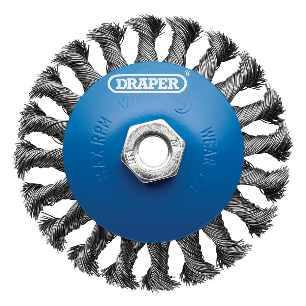 Draper Bevelled Wire Wheel 115Mm M14 08063 Steel Bevelled Twist-Knot Wire Wheel Brushes, M14 5059482056727