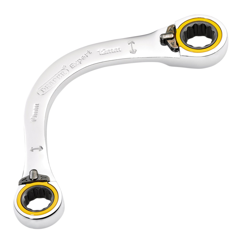 Draper 10X12MM HALF MOON RATCHET SPAN 03933 HI-TORQÂ Double Ring Ratchet Half Moon Spanners