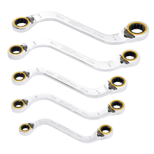 Draper 5PC S RATCHET SPANNER SET 03947 HI-TORQÂ Double Ring Ratchet S-Shape Spanner Set (5 Piece)
