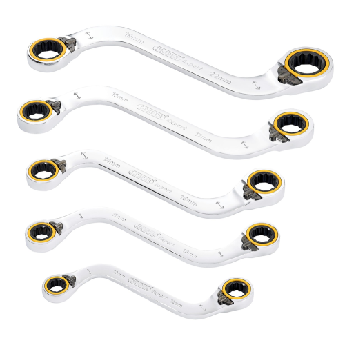 Draper Draper 5PC S RATCHET SPANNER SET 03947 HI-TORQÂ Double Ring Ratchet S-Shape Spanner Set (5 Piece)