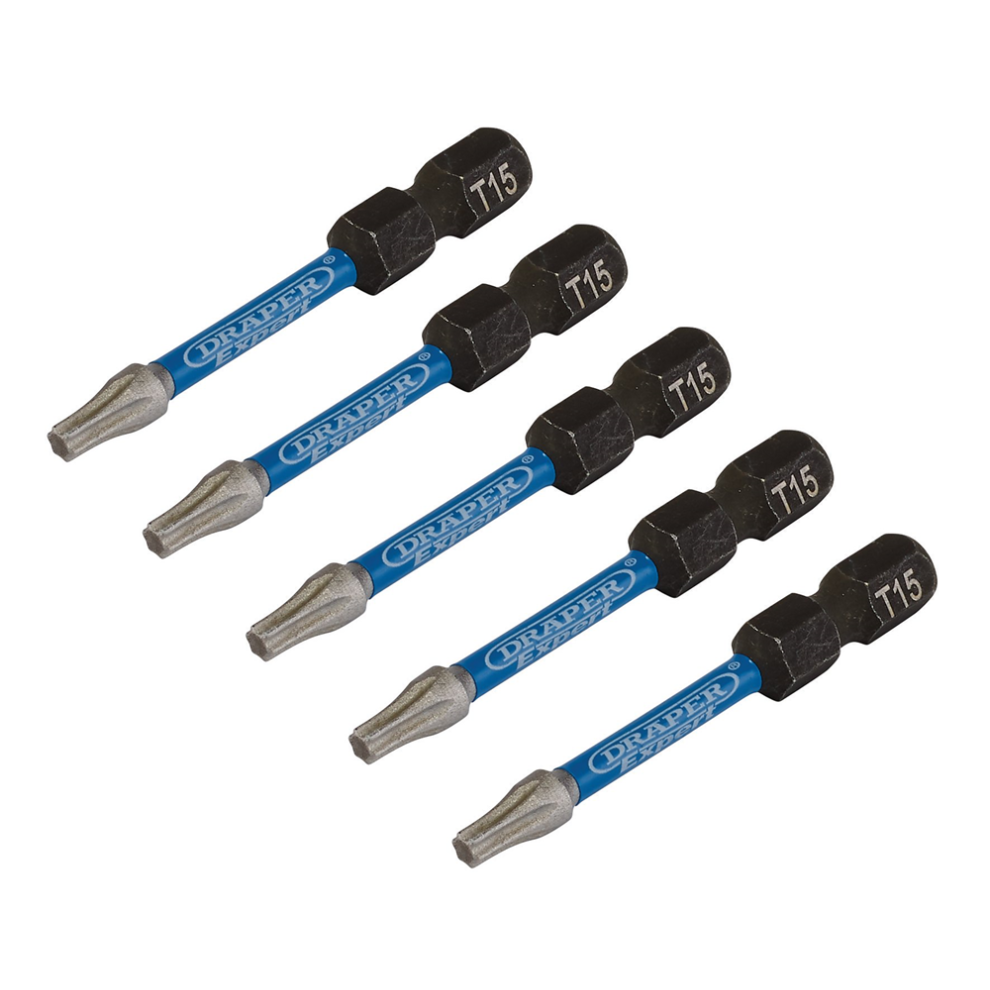 Draper T15x50mm Impact S/D Bit 5Pk 05651 Tx-Starã Impact Screwdriver Bits, 1/4" Hex 5059482036323