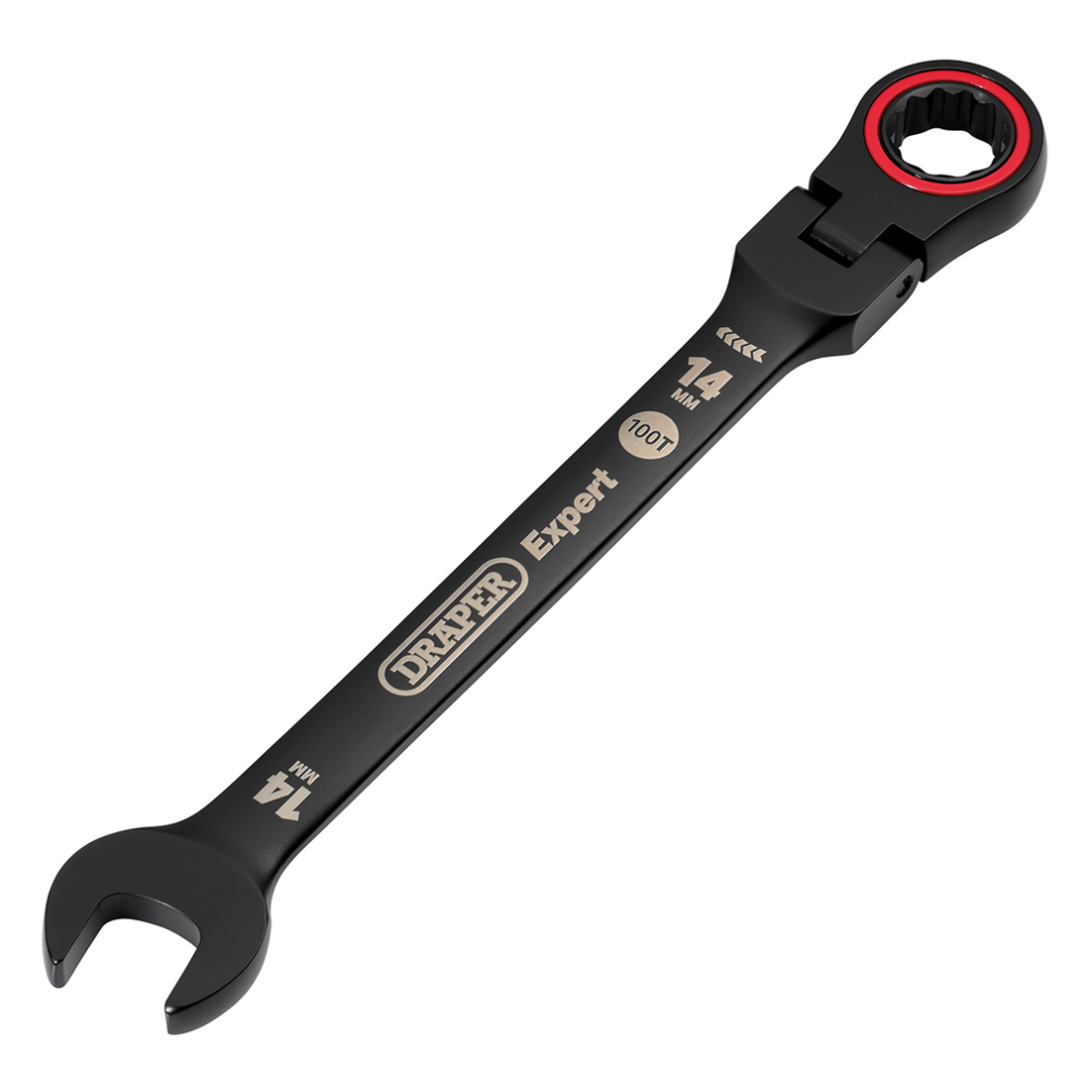Draper Black Expert Hi-Torq Flexible Head Ratchet Combination Spanner - Image 8