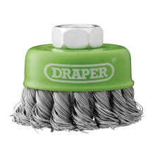 Draper 65MM TWIST CUP BRUSH SS M14 08053 Stainless-Steel Twist-Knot Wire Cup Brushes, M14