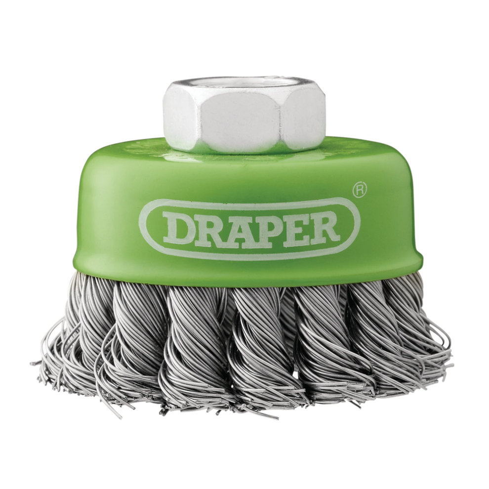 Draper 65Mm Twist Cup Brush Ss M14 08053 Stainless-Steel Twist-Knot Wire Cup Brushes, M14