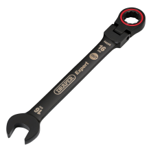 Draper 16MM FLEX HEAD RATCHET SPANNER 03923 HI-TORQÂ Metric Flexible Head Ratchet Combination Spanners, Black