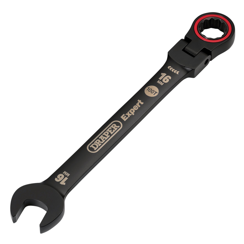 Draper Expert 03923 HI-TORQ® Flexi Head Ratchet Spanner 16mm Black - Image 8