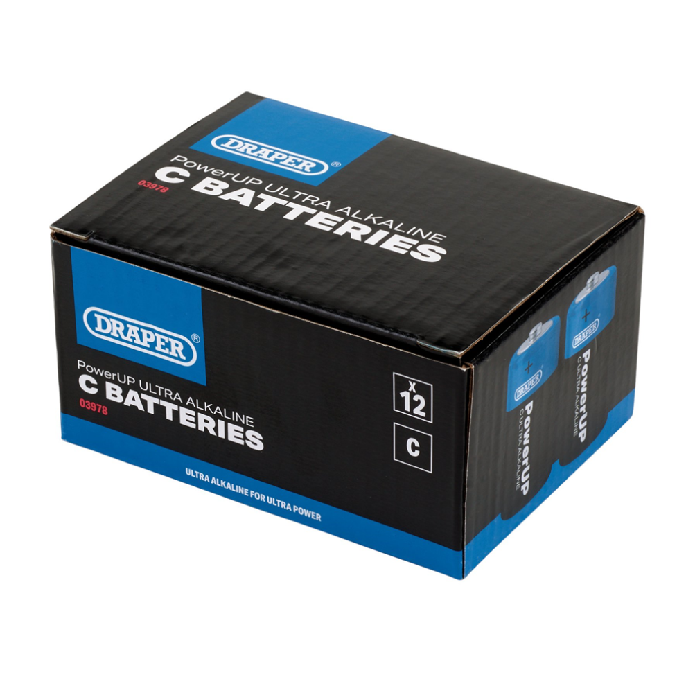 Draper C BATTERIES - PACK OF 12 03978 Draper PowerUP Ultra Alkaline Batteries
