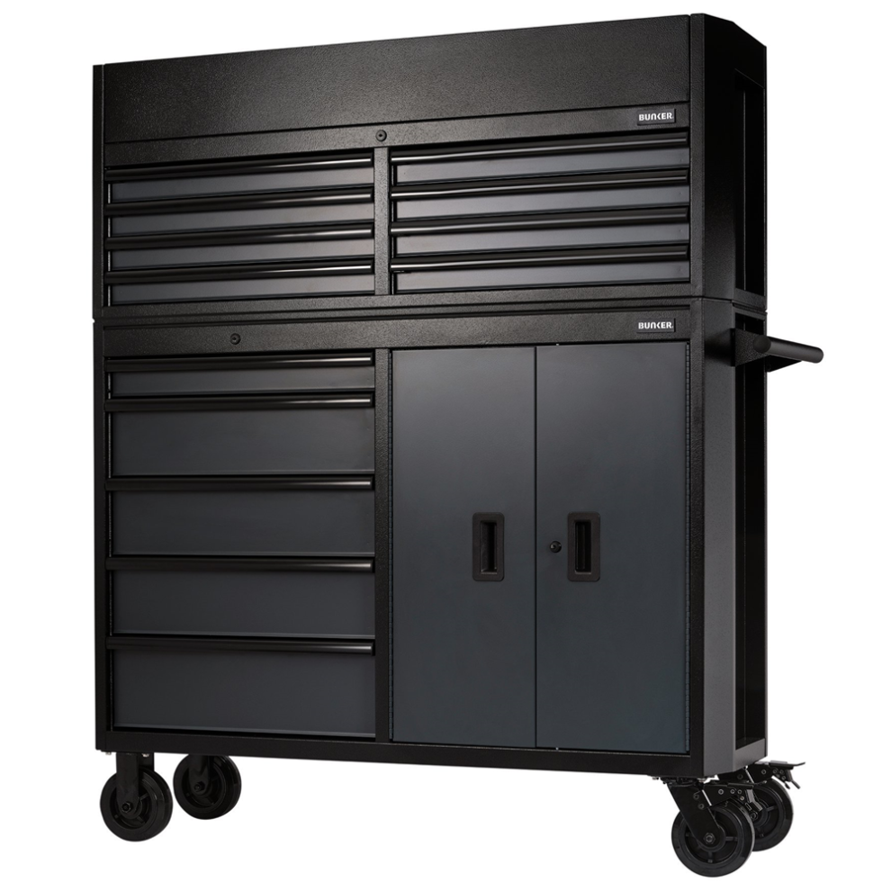 Draper 52" 8 Drw T/Chest/5 Drw R/Cab 13 Drawer Combined Roller Cabinet And Tool Chest, 52", Grey 5059482072376