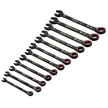 Draper 12PC REVERS.RATCHET SPAN. SET 03912 HI-TORQÂ Metric Reversible Ratchet Combination Spanner Set, Black (12 Piece)