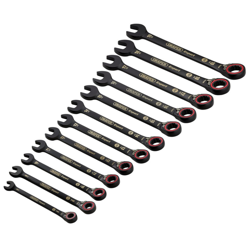 Draper Black Expert Hi Torq 12 Piece Reversible Ratchet Combination Spanner Set - Image 8