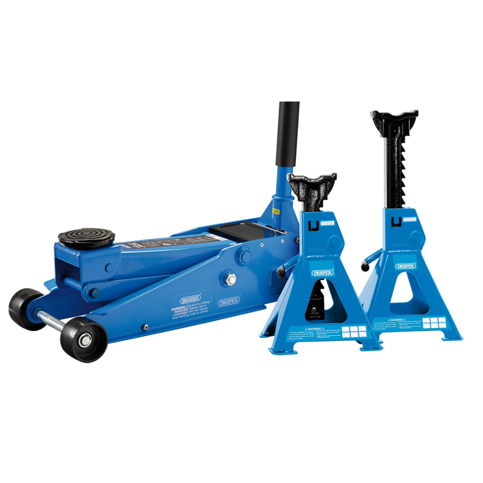 Draper 3T Trolley Jack & Axle Stand Trolley Jack And Axle Stand Kit (3 Tonne)