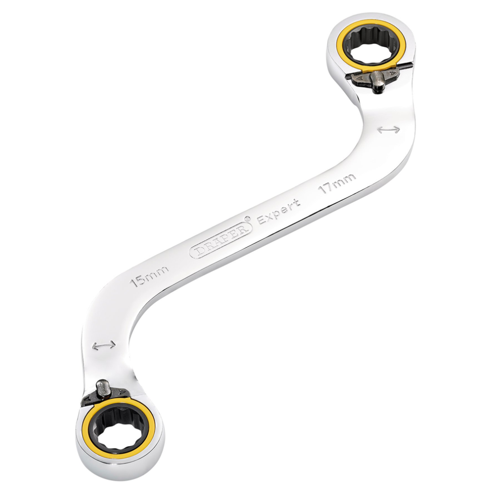 Draper 15X17mm S Ratchet Span 03945 Hi-Torqâ Double Ring Ratchet S-Shape Spanners