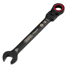 Draper 15MM FLEX HEAD RATCHET SPANNER 03922 HI-TORQÂ Metric Flexible Head Ratchet Combination Spanners, Black