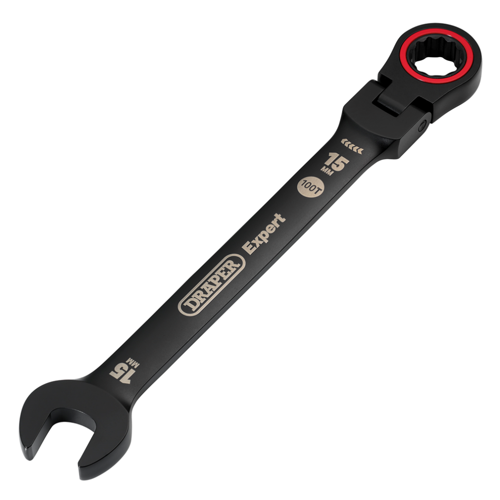 Draper Expert Hi-Torq Flexible Head Ratchet Combination Spanner 15mm - Image 8