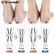 (Man EU 40-45) Magnets Silicon Orthopedic Insoles Legs Knee Varus Correction Heel Pads