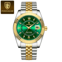 (910 Gold Green) Luxury Sport Wristwatch Waterproof Luminous Stainless Steel Mens Quartz Watch