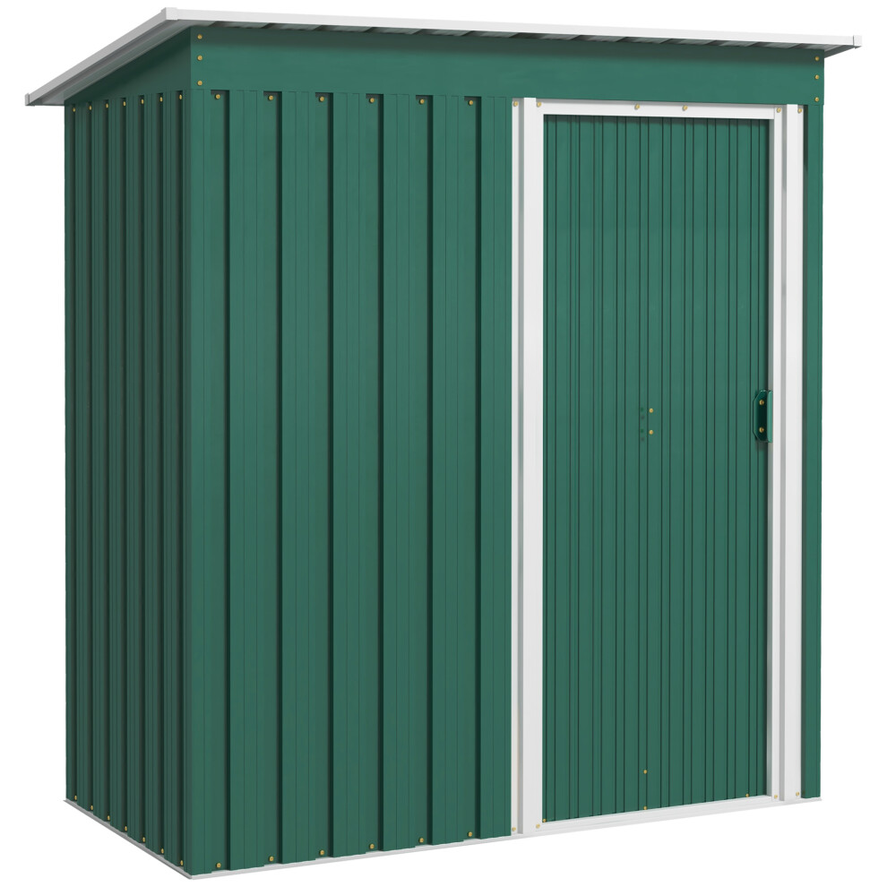 Outsunny 5 X 3Ft Garden Storage Shed Sliding Door Sloped Roof Tool, Green