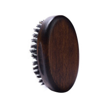 Men's Boar Bristle Beard Brush, Solid Wood Handle, Dark Brown