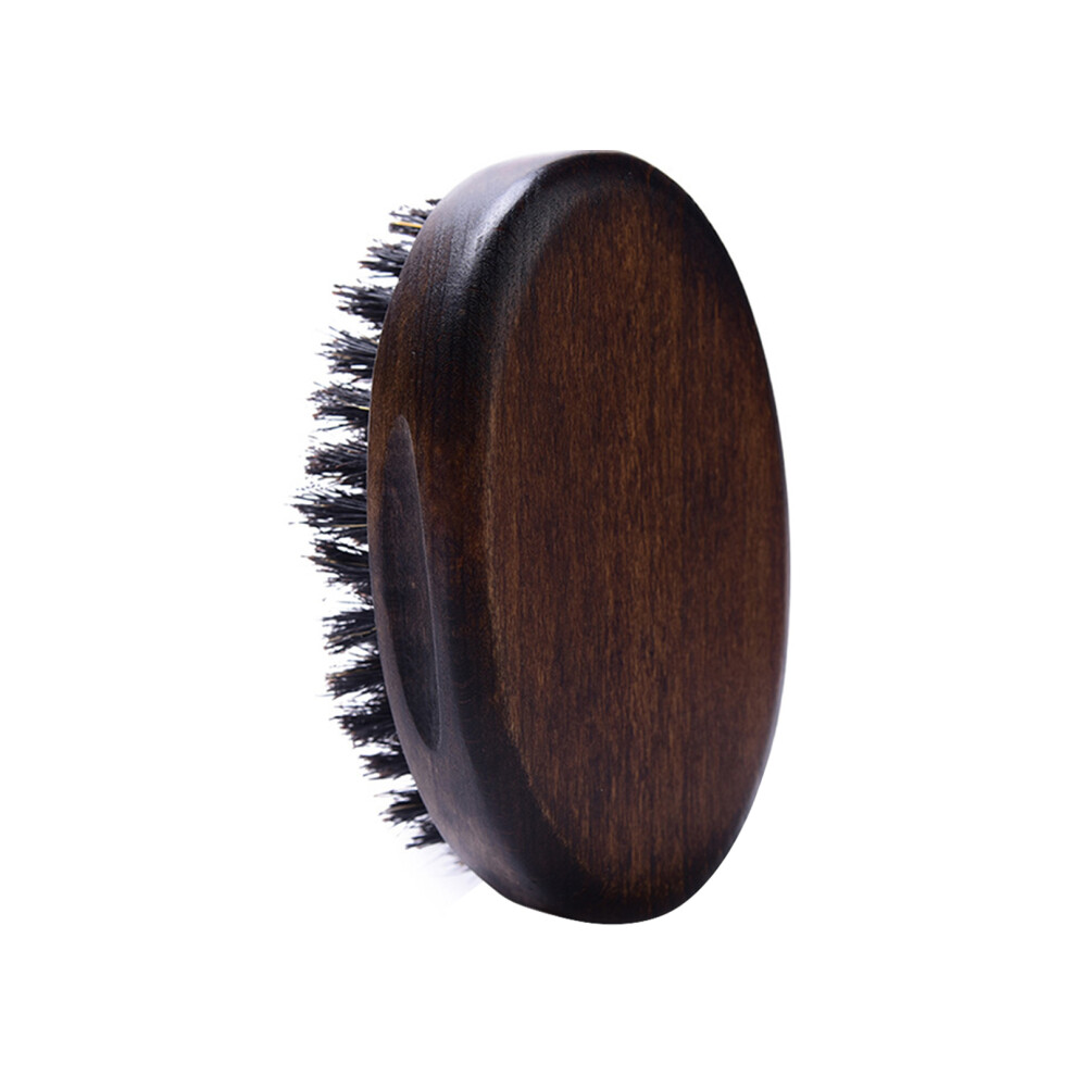 Dark/Brown Men's Boar Bristle Beard Brush, Solid Wood Handle,