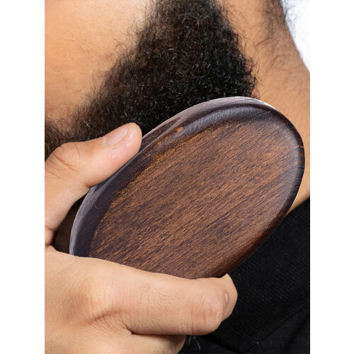 Men's Boar Bristle Beard Brush, Solid Wood Handle, Dark Brown 2