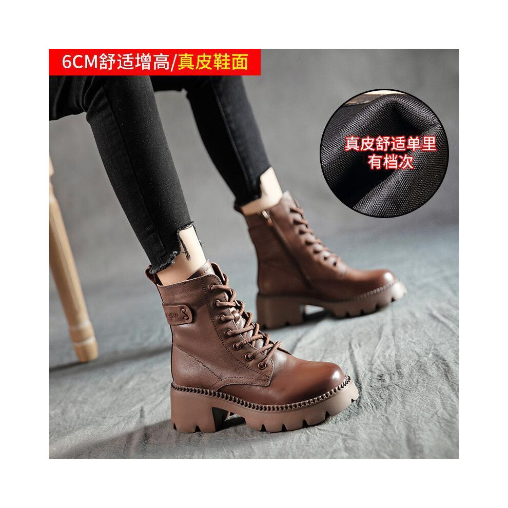 (StyleC, 37) Womens Versatile Martin Boots With Thick Sole And Cozy Lining For Fall And Winter