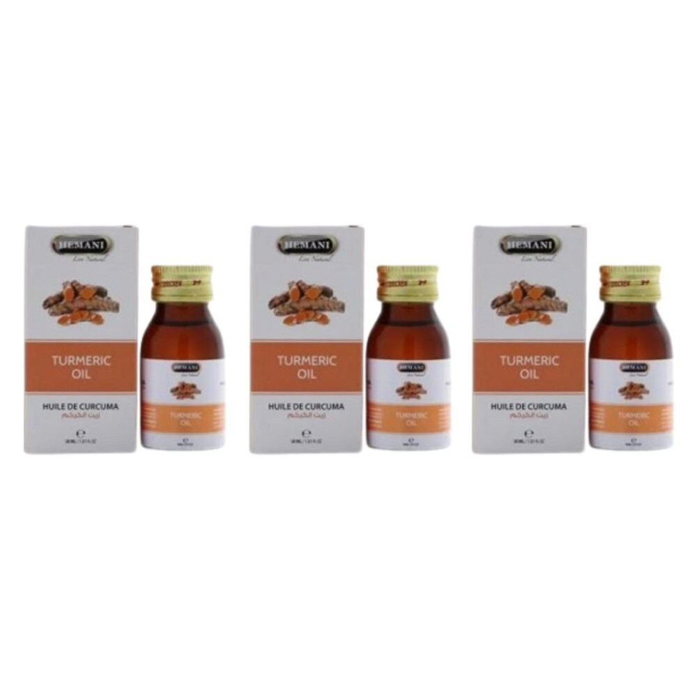 Hemani Turmeric Herbal Oil 30ml Pack Of 3 |Antiseptic Properties |Improves Digestion |Treatment of Fever & Upset Stomach |Essential & Multipurpose Oil