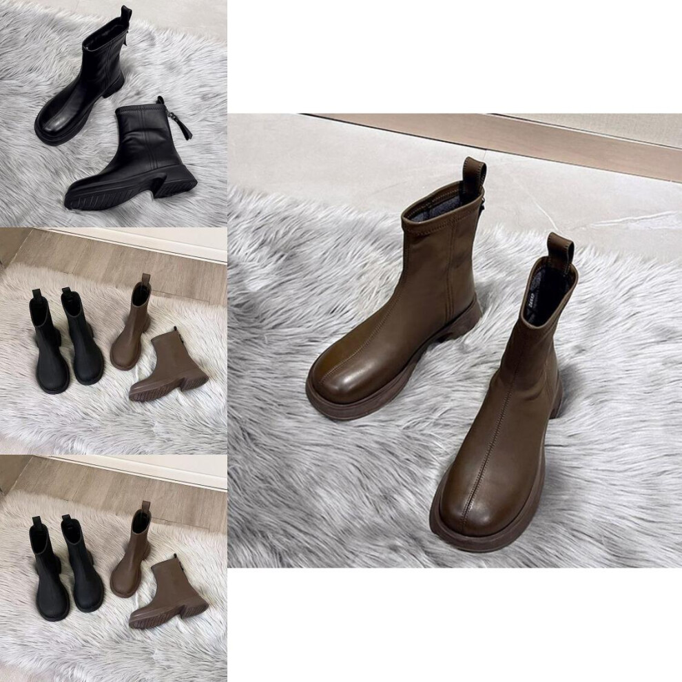 Black Trendy Mialf Womens Ankle Boots Crafted From Durable Pu Material For Fall on OnBuy