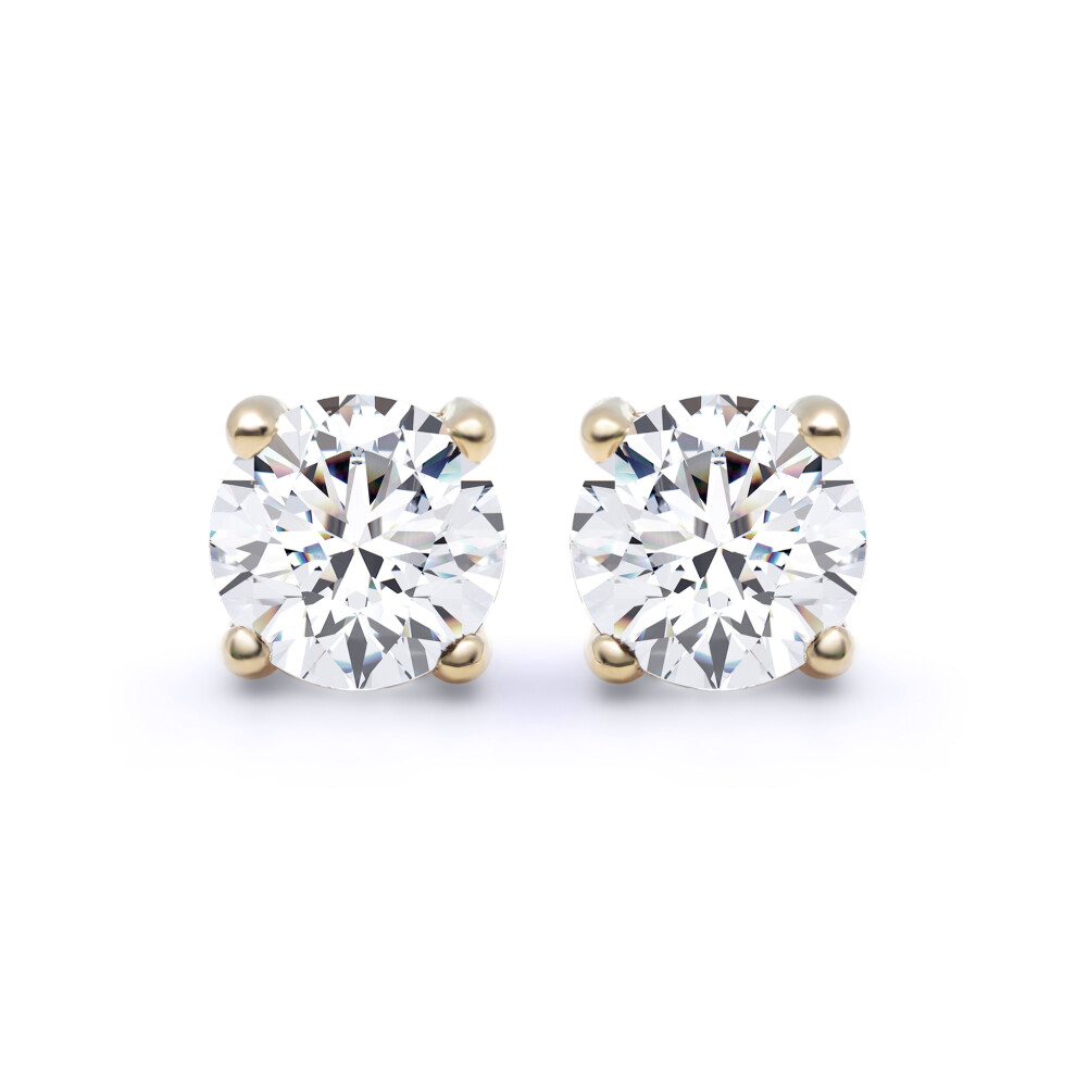 Jewelco London Ladies Solid 18ct Yellow Gold 4 Claw Set Round G SI1 1.40ct Diamond Solitaire Stud Earrings - 18E001-140