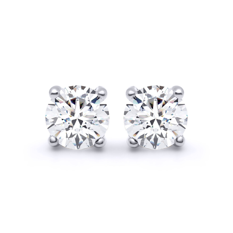 Jewelco London Ladies Solid 18ct White Gold 4 Claw Set Round G SI1 1.40ct Diamond Solitaire Stud Earrings - 18E005-140