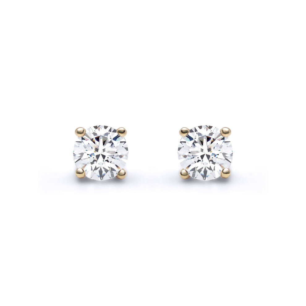 Jewelco London Solid 18ct Yellow Gold Set Round Brilliant D / VS Lab Grown 0.5ct Diamond Solitaire Stud Earrings - LAB18E001-050
