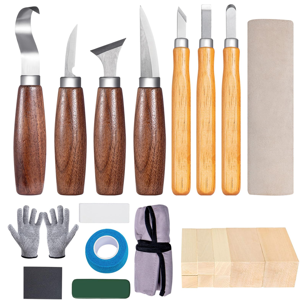 Wood Carving Tool Set 24pcs Complete Wood Whittling Kit