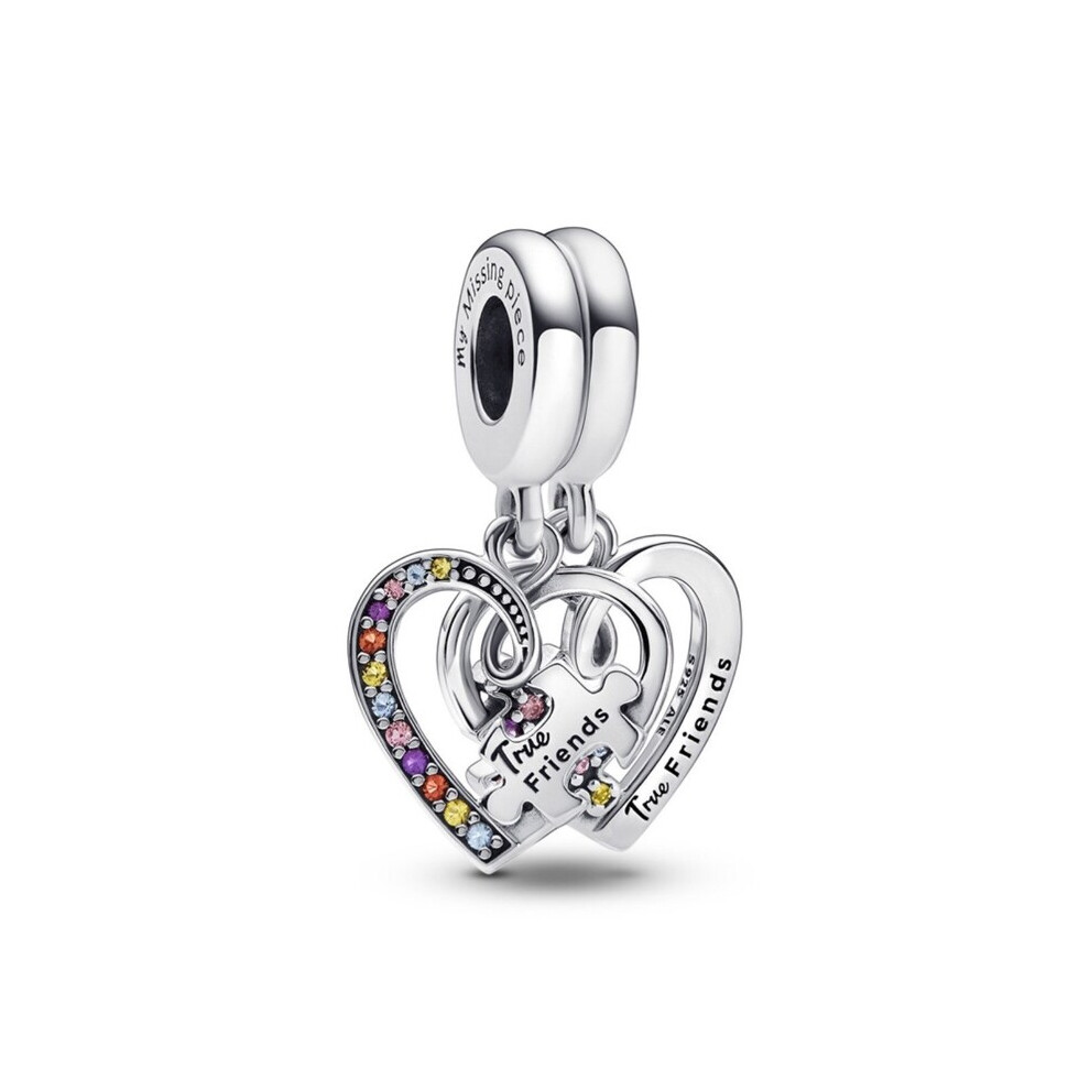 Heart Splittable Friendship sterling silver charm for pandora bracelet