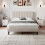 (Beige ) 4ft6 Upholstered Velvet Bed Frame with Mute Foam 9